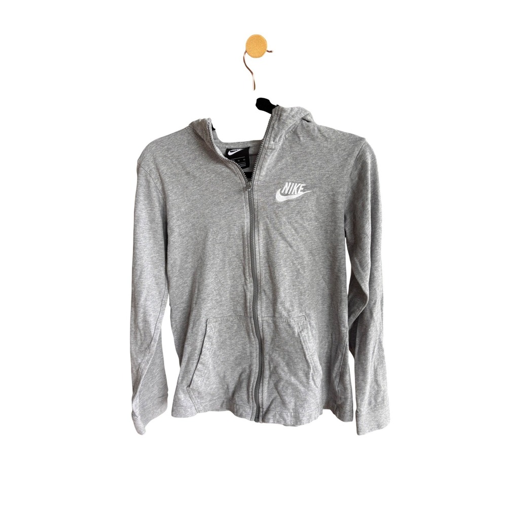 Nike Girls Sportswear Full Zip Hoodie Heather Grey Logo XL BV4122-063